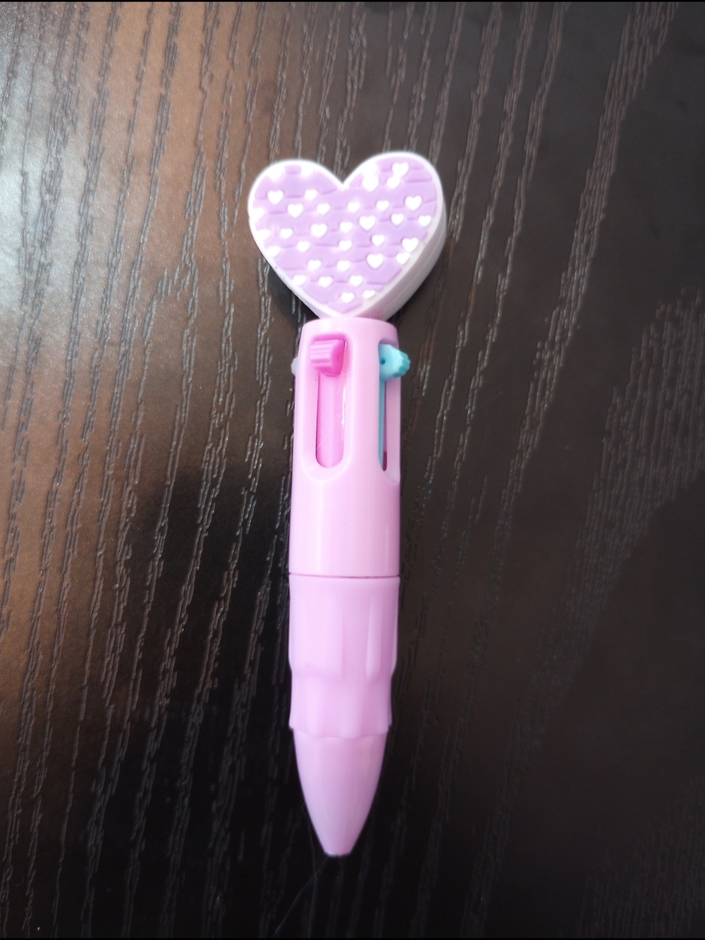 Ballpoint Purple Heart Top Multi-Color Retractable 4 In One Pen